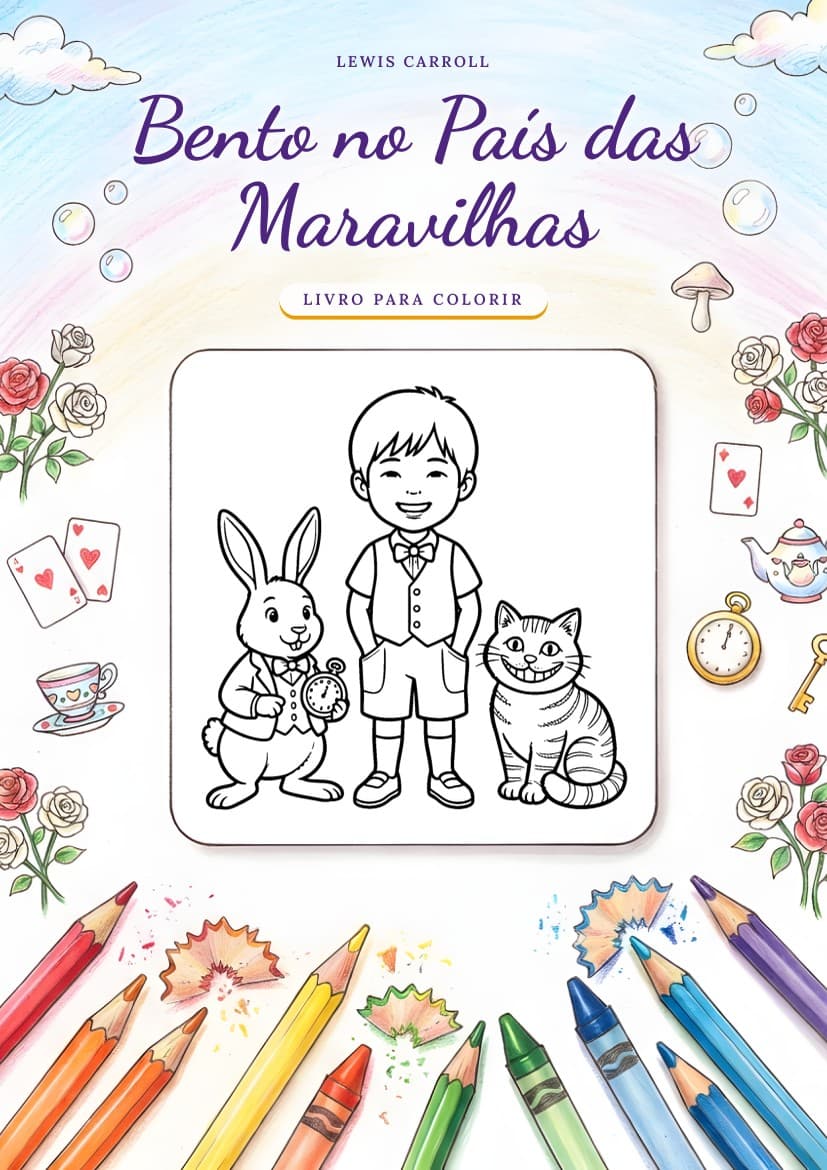 Capa de Alice no País das Maravilhas para colorir