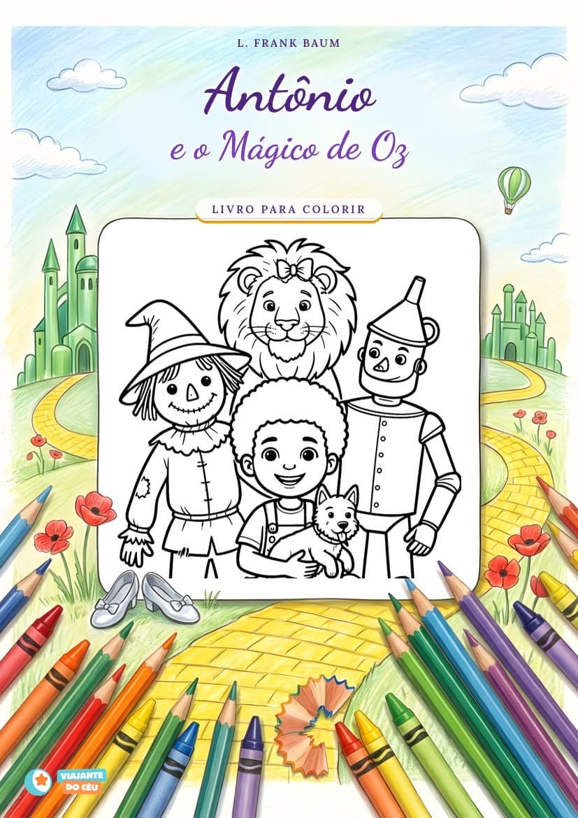 Capa do livro O Mágico de Oz para colorir personalizado