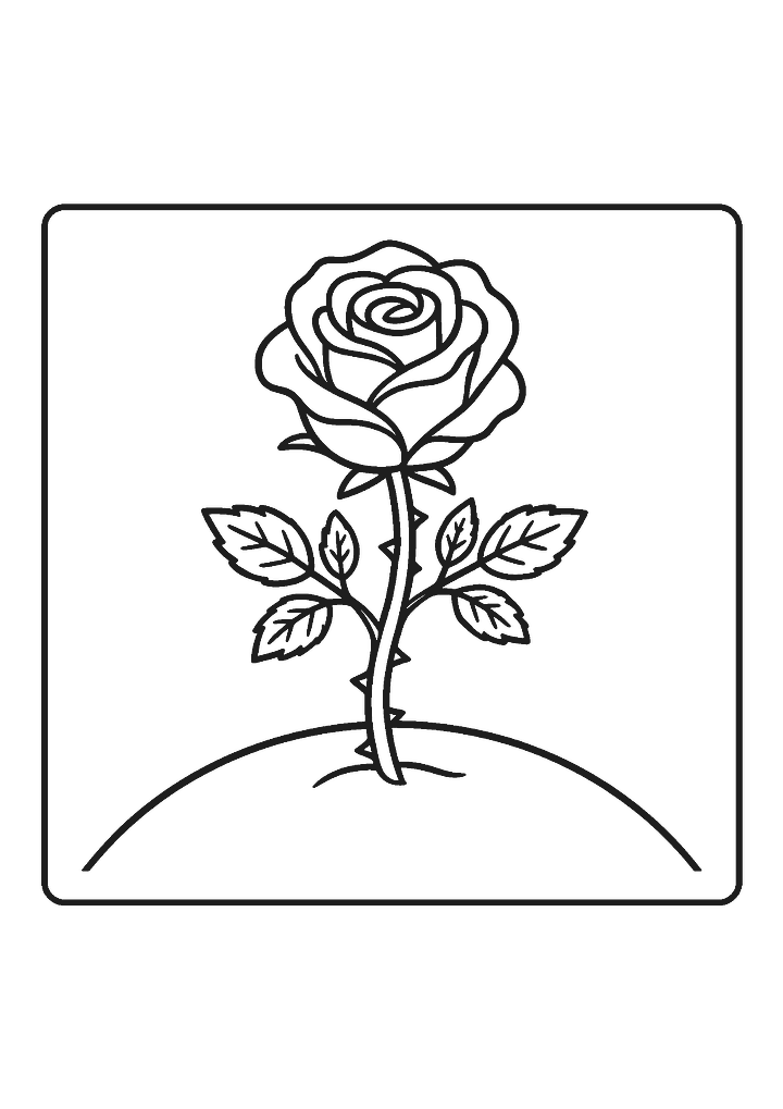 Desenho da rosa do Pequeno Príncipe para colorir, em branco
